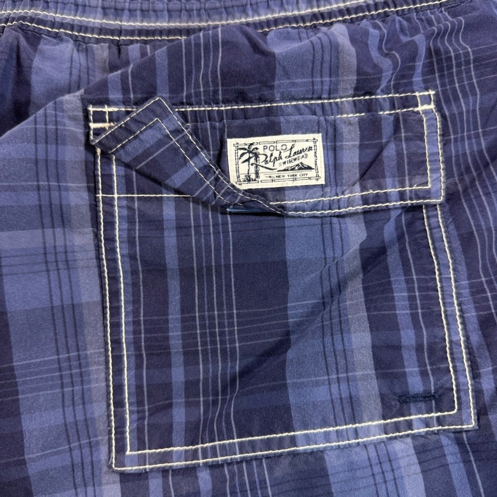 Polo Ralph Lauren Swim Trunks Mens 3XB Blue Plaid Excellent Pony Logo Shorts - Picture 7 of 12